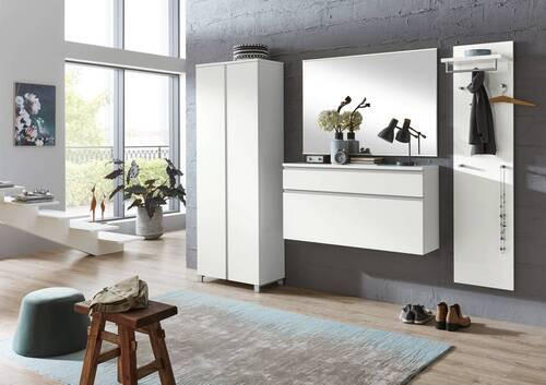 HÄNGESCHUHSCHRANK Silberfarben, Weiß - Silberfarben/Weiß, Design, Holzwerkstoff (120/61/31cm)
