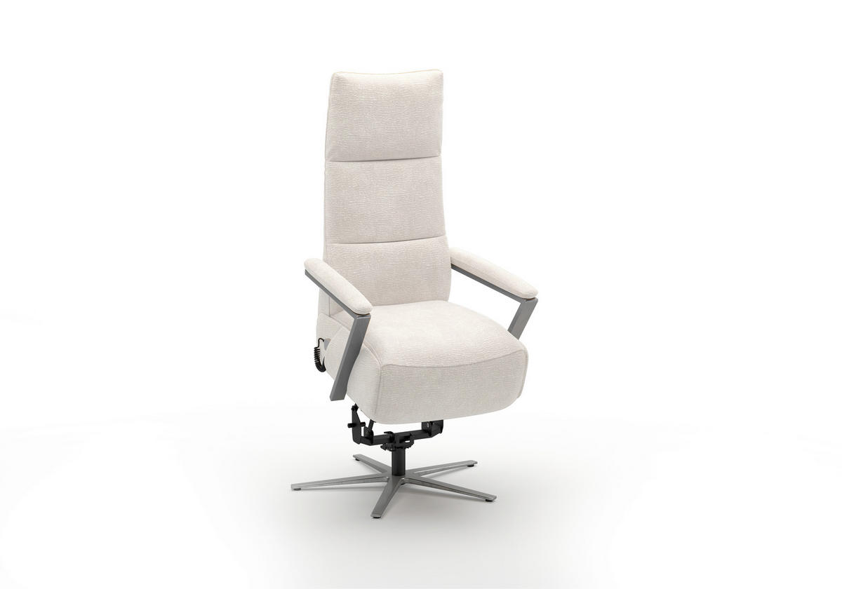 RELAXSESSEL TV VARIO COMFORT E S1 Chenille Kopfteilverstellung, Rücken echt    - Silberfarben/Creme, Basics, Textil/Metall (70/124/85cm) - Sit & More