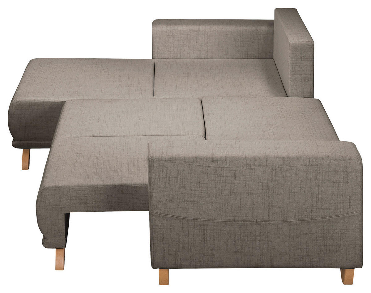 ECKSOFA Bella Graphitfarben Textilgeflecht  - Wengefarben/Graphitfarben, Design, Holz/Textil (257/174cm) - Livetastic