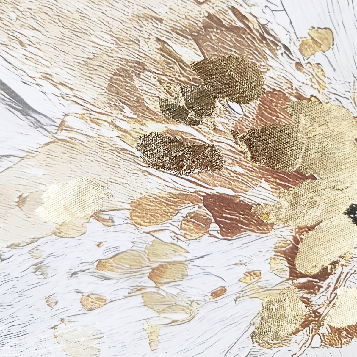 LEINWANDBILD Blumen 70/100 cm  - Goldfarben/Weiß, Basics, Holz/Textil (70/100cm)