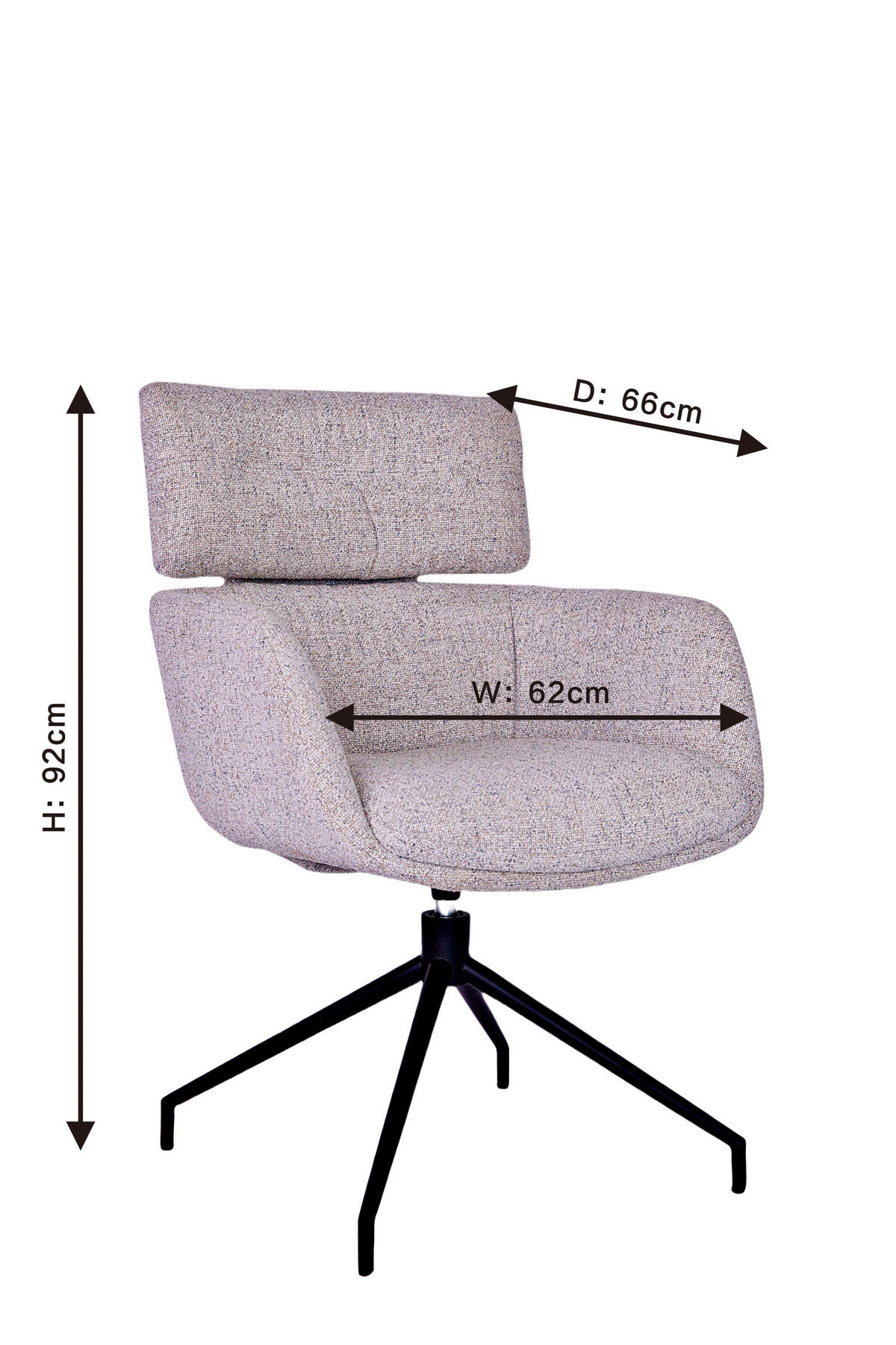 KAROSSZÉK fekete, bézs  - bézs/fekete, Design, textil/fém (62/92/65cm) - Dieter Knoll