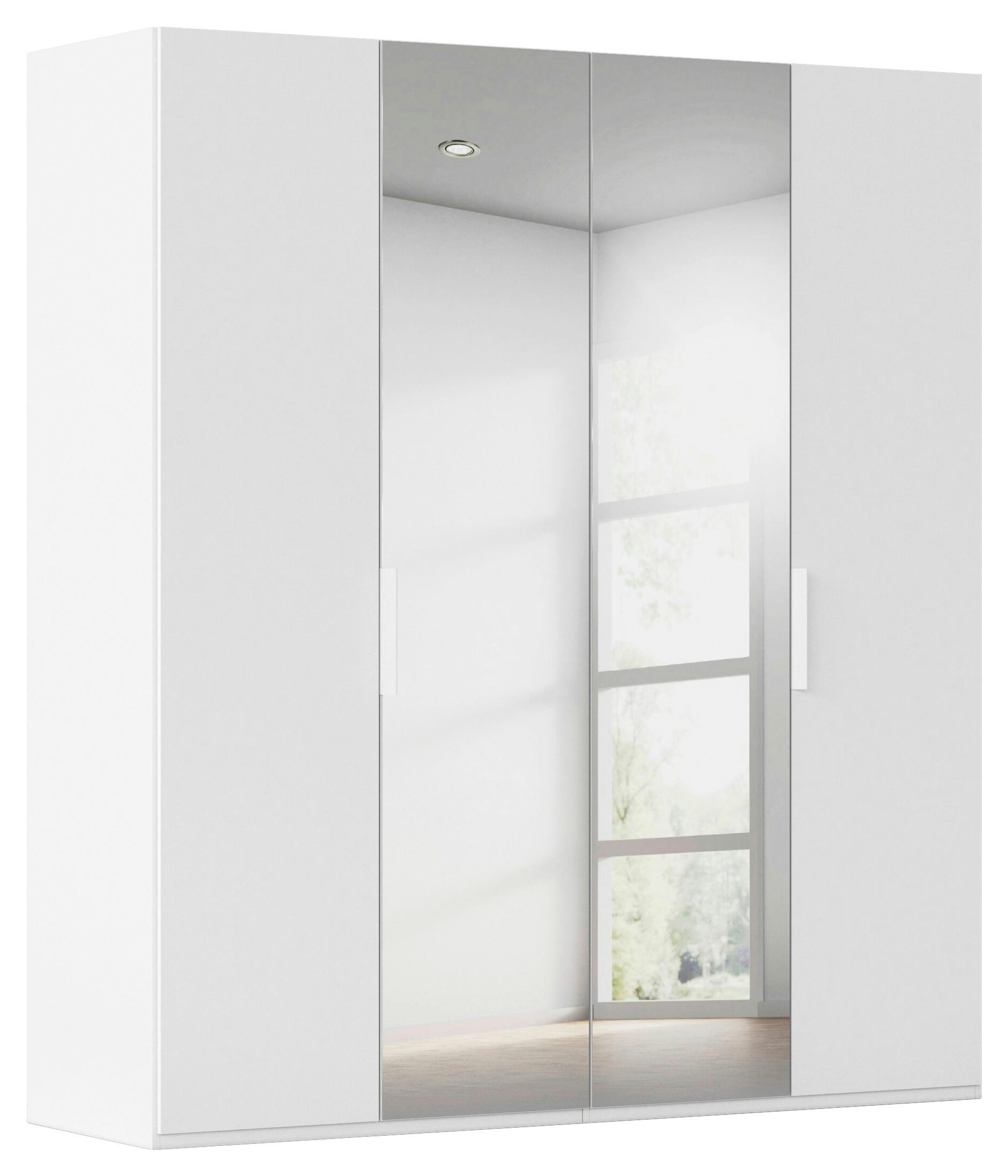 DREHTÜRENSCHRANK 201/235/61 cm,  in Weiß, 4-türig  - Weiß, Basics, Glas/Holzwerkstoff (201/235/61cm) - Novel