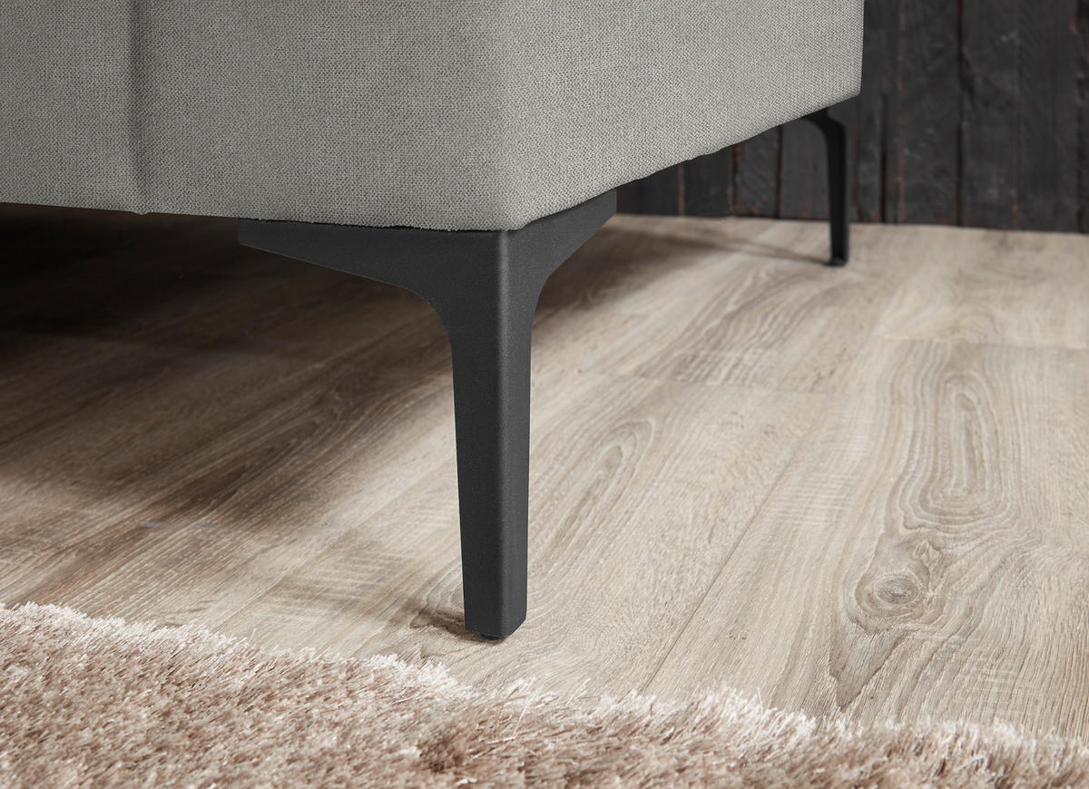 3-SITZER-SOFA in Flachgewebe Hellgrau  - Hellgrau/Schwarz, Design, Textil/Metall (226/89/97cm) - Pure Home Lifestyle