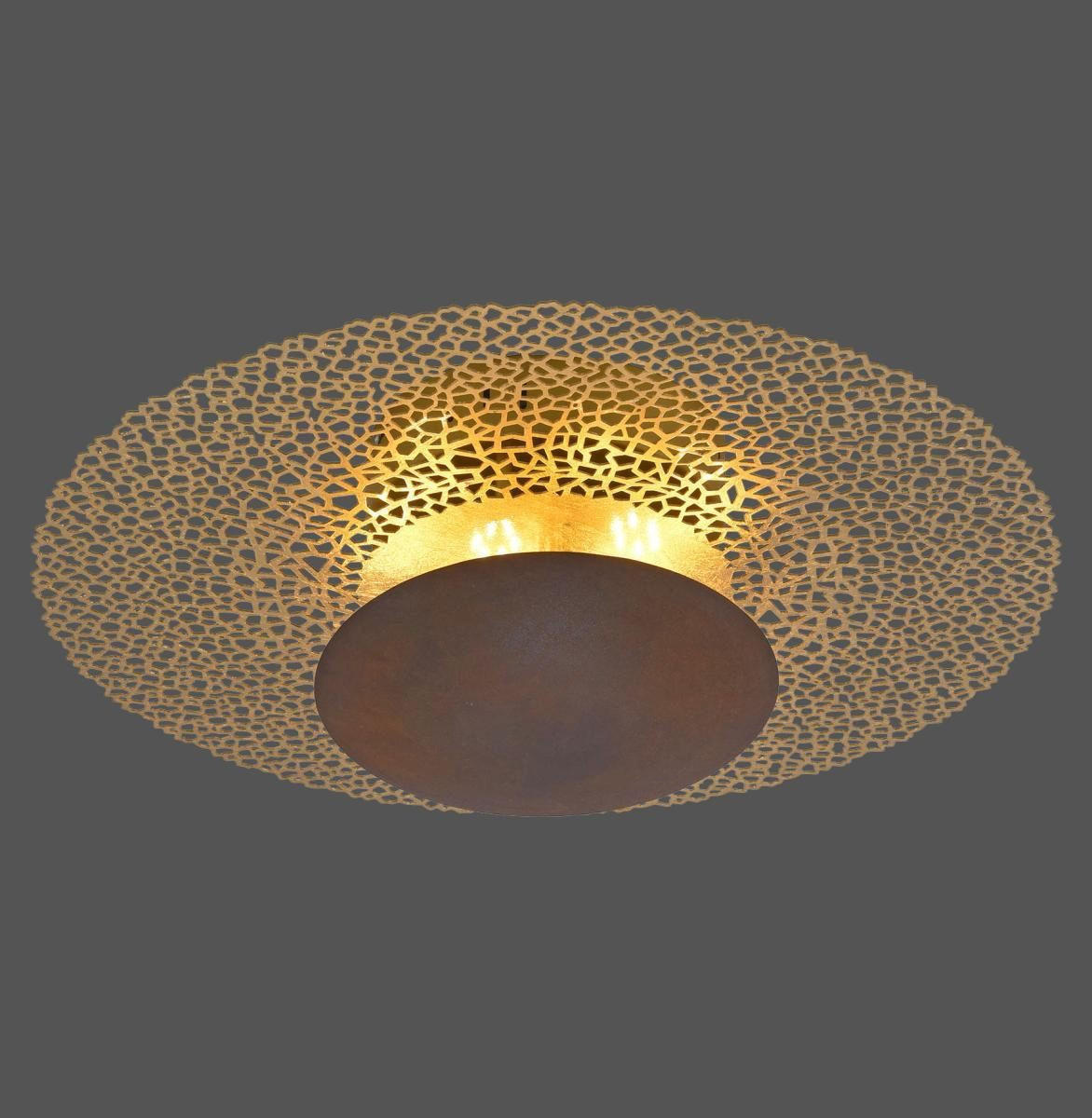 STROPNÍ LED SVÍTIDLO, 45/45/16 cm - rezavá, Design, kov (45/45/16cm) - Paul Neuhaus