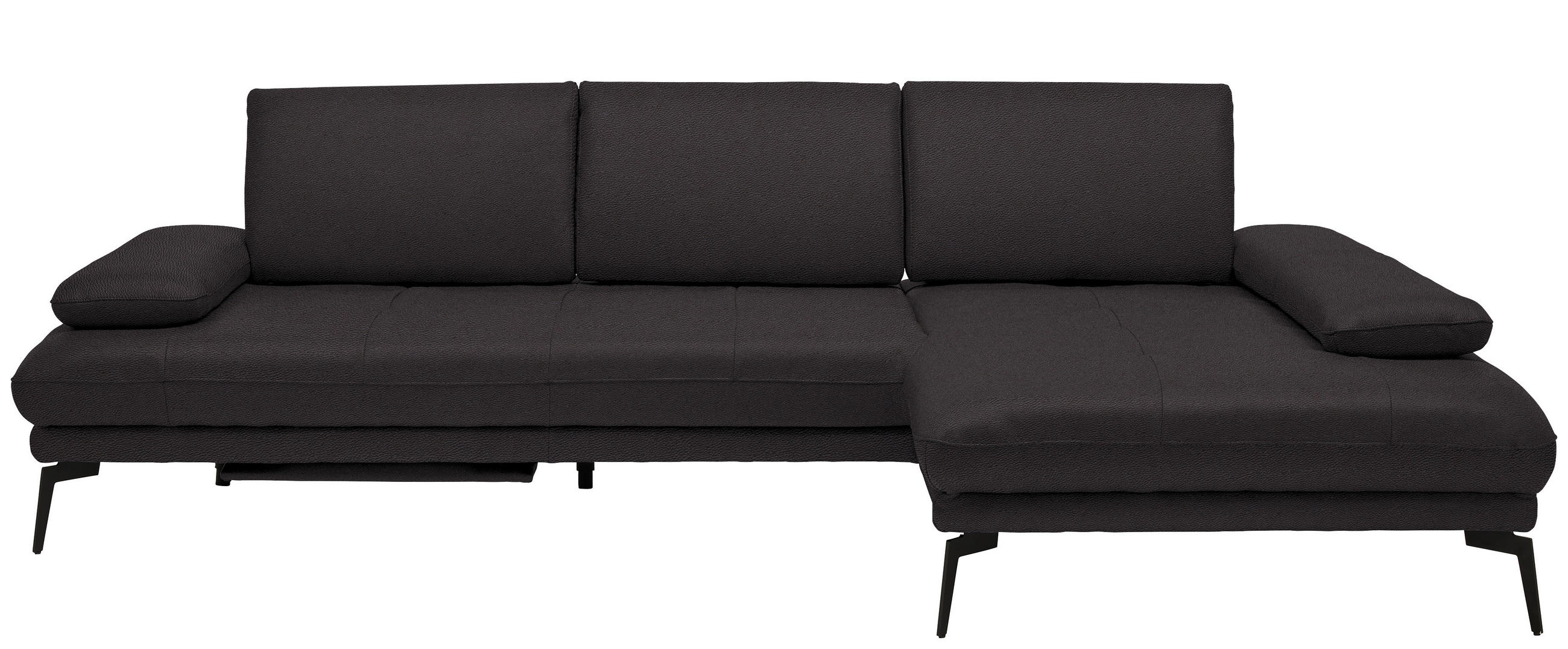 ECKSOFA in Echtleder Dunkelbraun  - Dunkelbraun/Schwarz, Design, Leder/Metall (273/187cm) - Celina Home