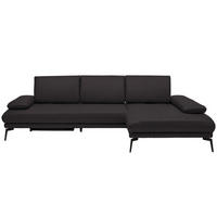 ECKSOFA in Echtleder Dunkelbraun  - Dunkelbraun/Schwarz, Design, Leder/Metall (273/187cm) - Celina Home