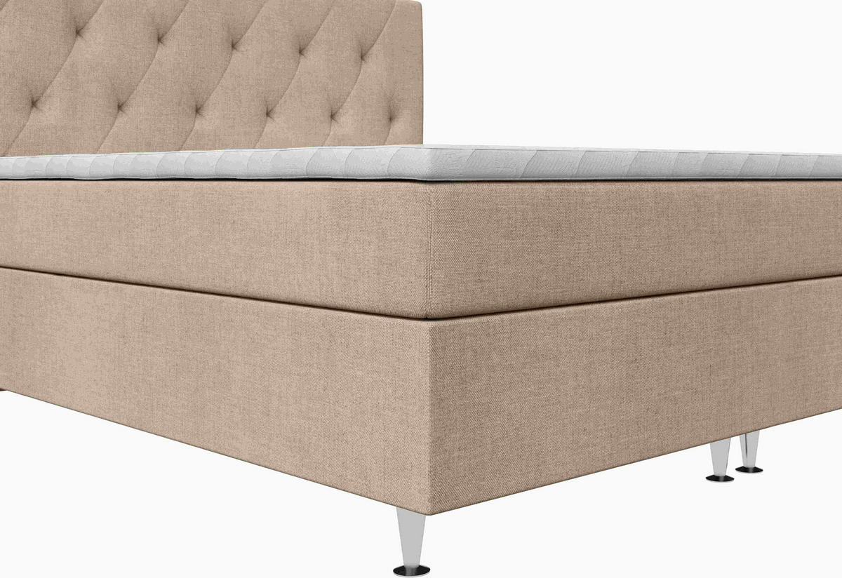 BOXSPRINGBETT 140/200 cm  in Beige  - Beige/Silberfarben, KONVENTIONELL, Textil/Metall (140/200cm) - Chameo