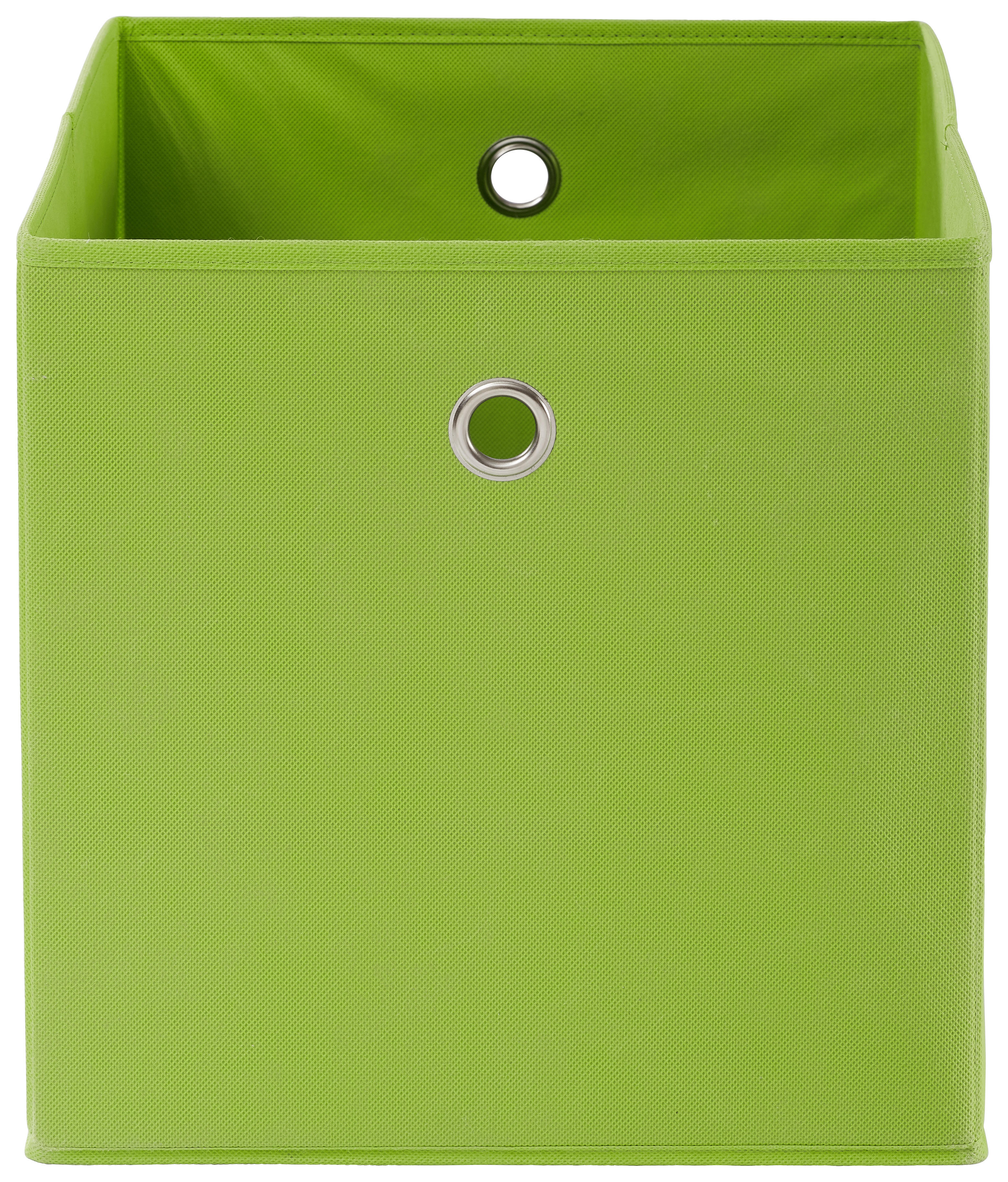 SKLADACÍ BOX, kov, textil, kartón, 32/32/32 cm - zelená/strieborná, Design, kartón/kov (32/32/32cm) - Carryhome