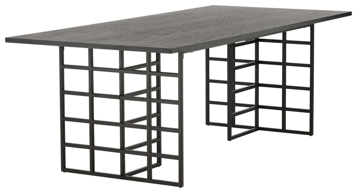 ESSTISCH Eukalyptusholz rechteckig Schwarz  - Schwarz, Design, Holz/Metall (220/100/75cm) - Livetastic