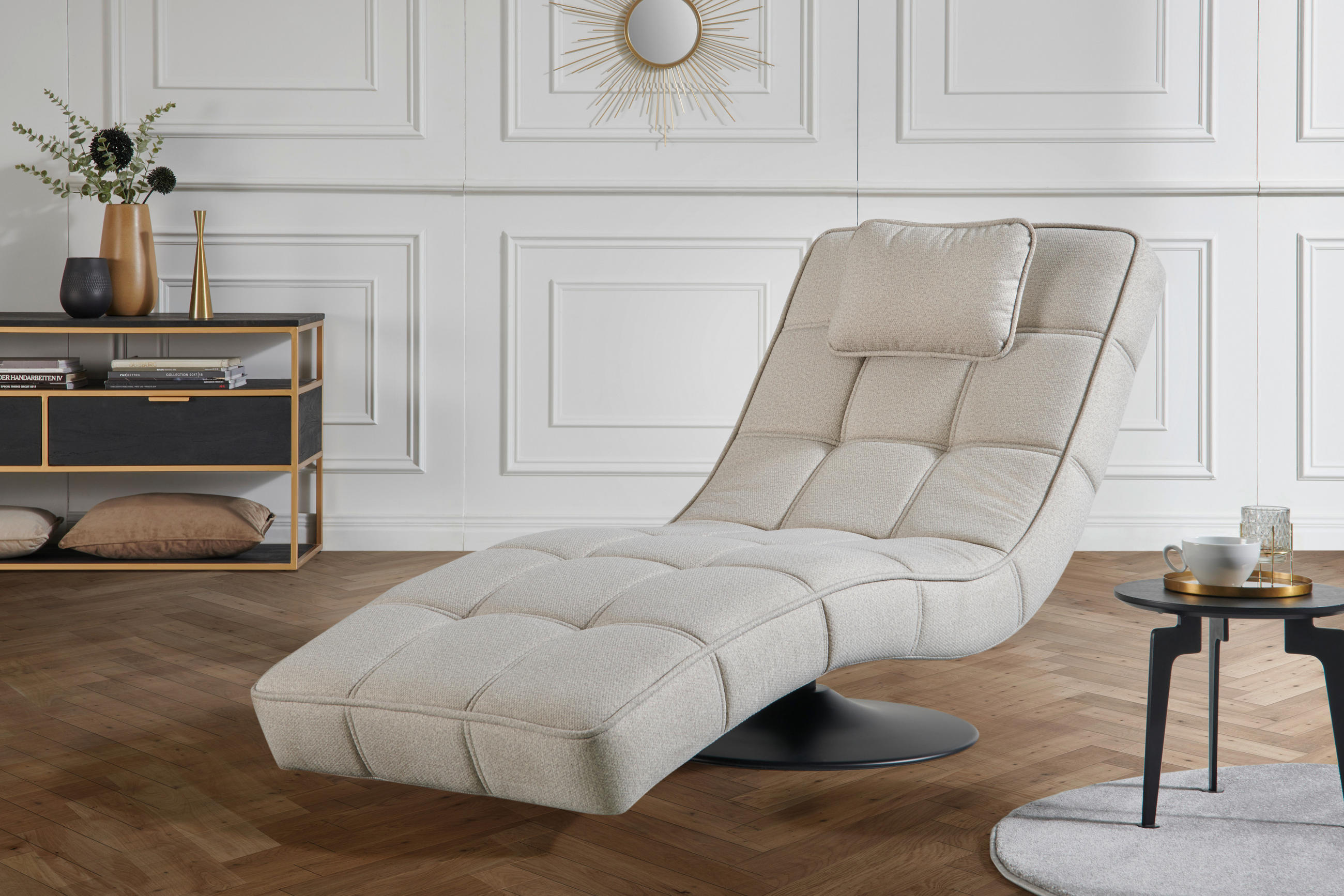 RELAXLIEGE Webstoff Naturfarben  - Schwarz/Naturfarben, Design, Textil/Metall (74/86/162cm) - Hom`in