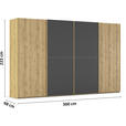 SCHWEBETÜRENSCHRANK 360/223/68 cm 4-türig Schwarz, Eichefarben  - Eichefarben/Schwarz, Design, Glas/Holz (360/223/68cm) - Novel