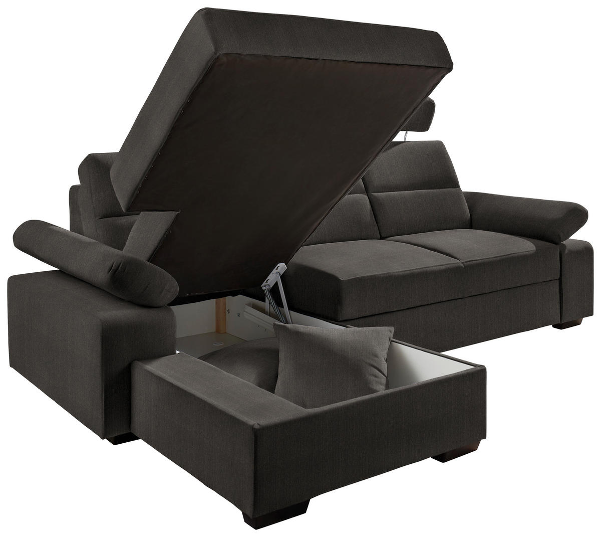 ECKSOFA in Webstoff Dunkelbraun  - Dunkelbraun, Konventionell, Kunststoff/Textil (166/258cm) - Cantus