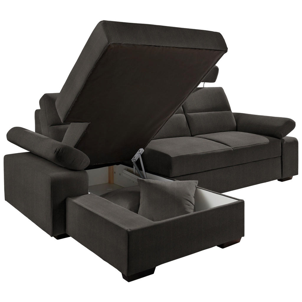 Thumbnail - Cantus Ecksofa, Dunkelbraun, Textil, Uni, 3-Sitzer, Ottomane links, L-Form, 258x166 cm, Typenauswahl, Stoffauswahl, seit...