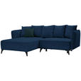 ECKSOFA in Chenille Blau  - Blau/Dunkelgrün, LIFESTYLE, Textil/Metall (172/255cm) - Carryhome