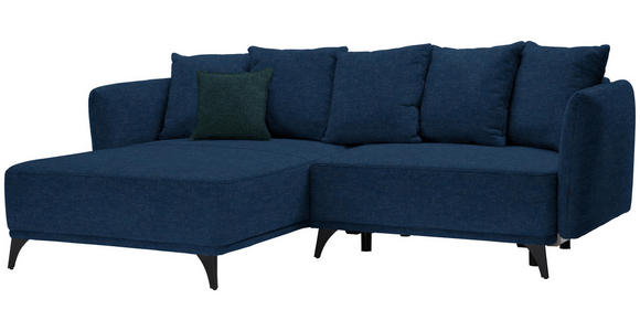 ECKSOFA in Chenille Blau  - Blau/Dunkelgrün, LIFESTYLE, Textil/Metall (172/255cm) - Carryhome