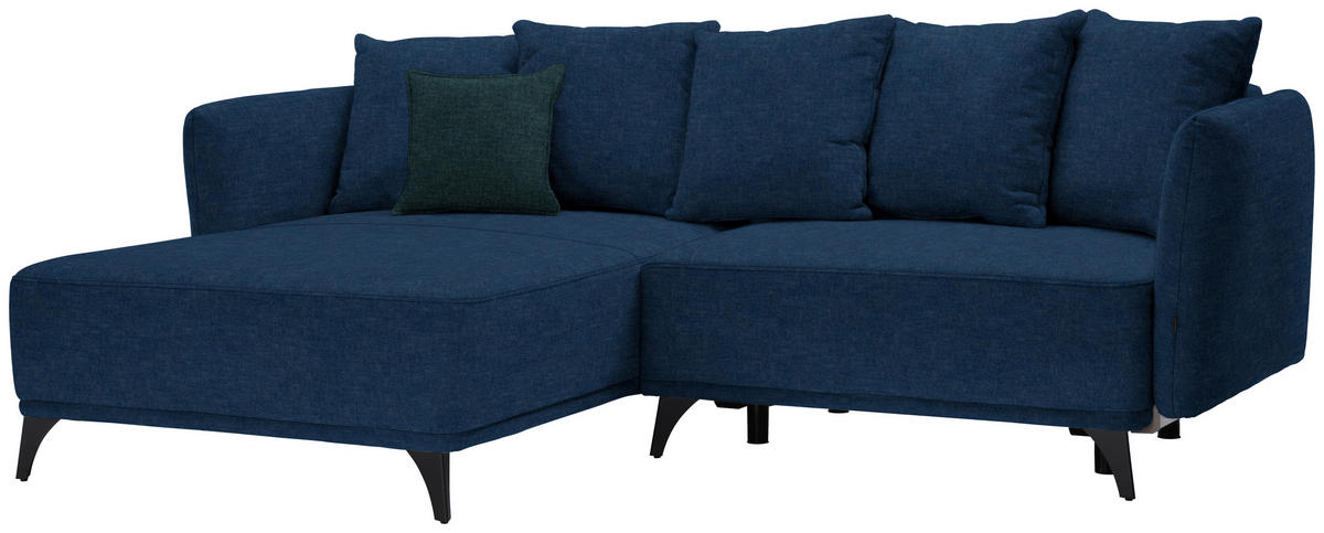 ECKSOFA in Chenille Blau  172/255 cm  - Blau/Dunkelgrün, LIFESTYLE, Textil/Metall (172/255cm) - Carryhome