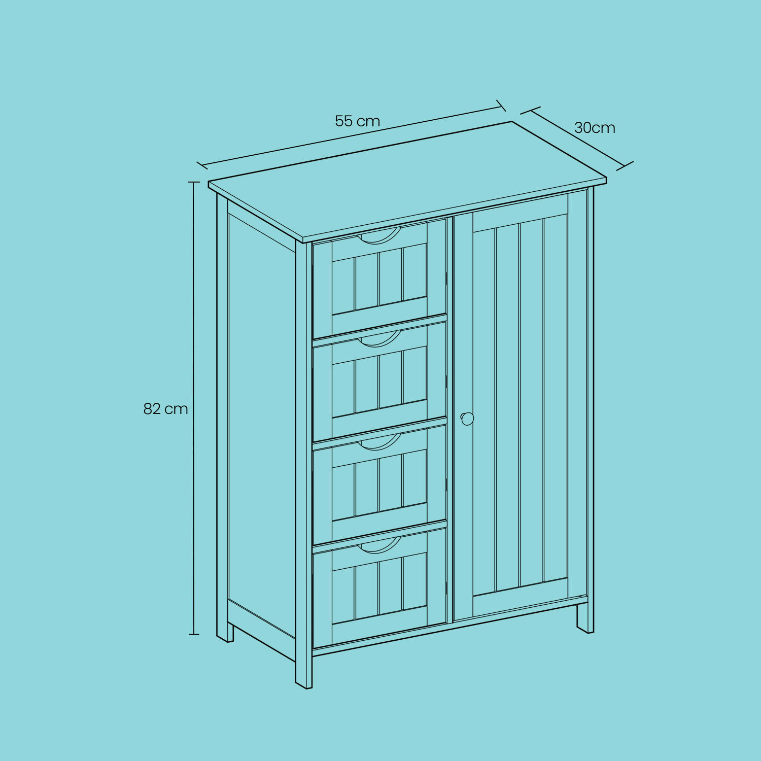 MIDISCHRANK 55/82/30 cm  - Weiß, Trend, Holzwerkstoff (55/82/30cm) - MID.YOU