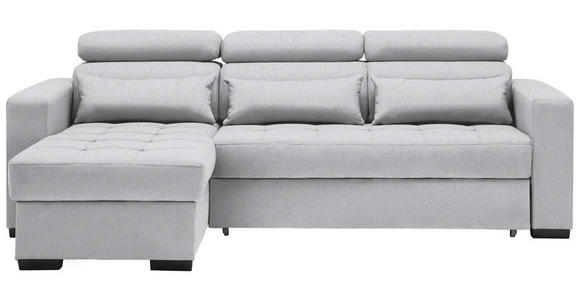 ECKSOFA Greige Webstoff  inkl. Nierenkissen, Bettkasten, Schlaffunktion, Rücken echt, Kopfteilverstellung  - Greige/Schwarz, Design, Kunststoff/Textil (179/240cm) - Carryhome
