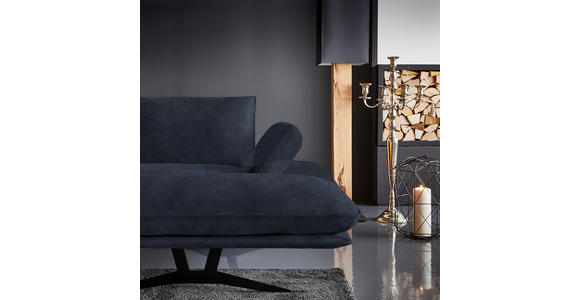 WOHNLANDSCHAFT in Echtleder Dunkelblau - Schwarz/Dunkelblau, Natur, Leder/Metall (217/359/155cm) - Dieter Knoll