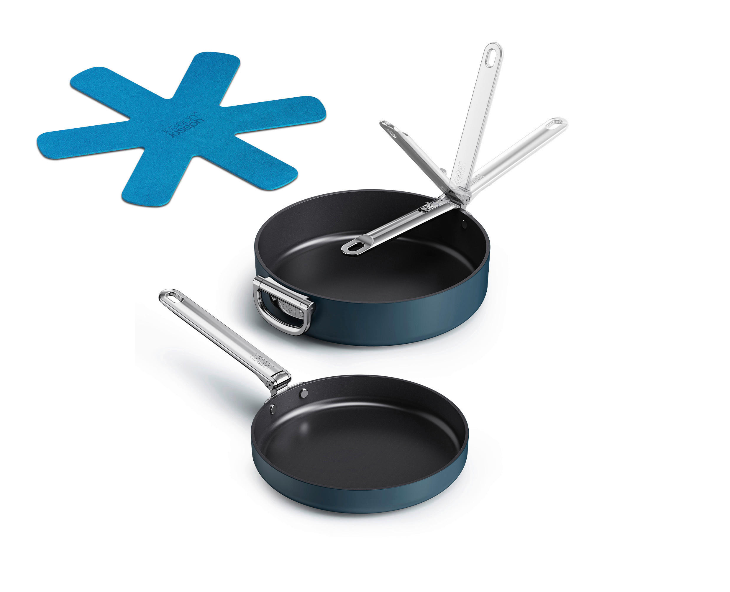 PFANNENSET Space Aluminium, Edelstahl 2-teilig  - Blau, Basics, Kunststoff/Metall (24+28cm) - Joseph Joseph