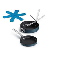 PFANNENSET Space Aluminium, Edelstahl 2-teilig  - Blau, Basics, Kunststoff/Metall (24+28cm) - Joseph Joseph