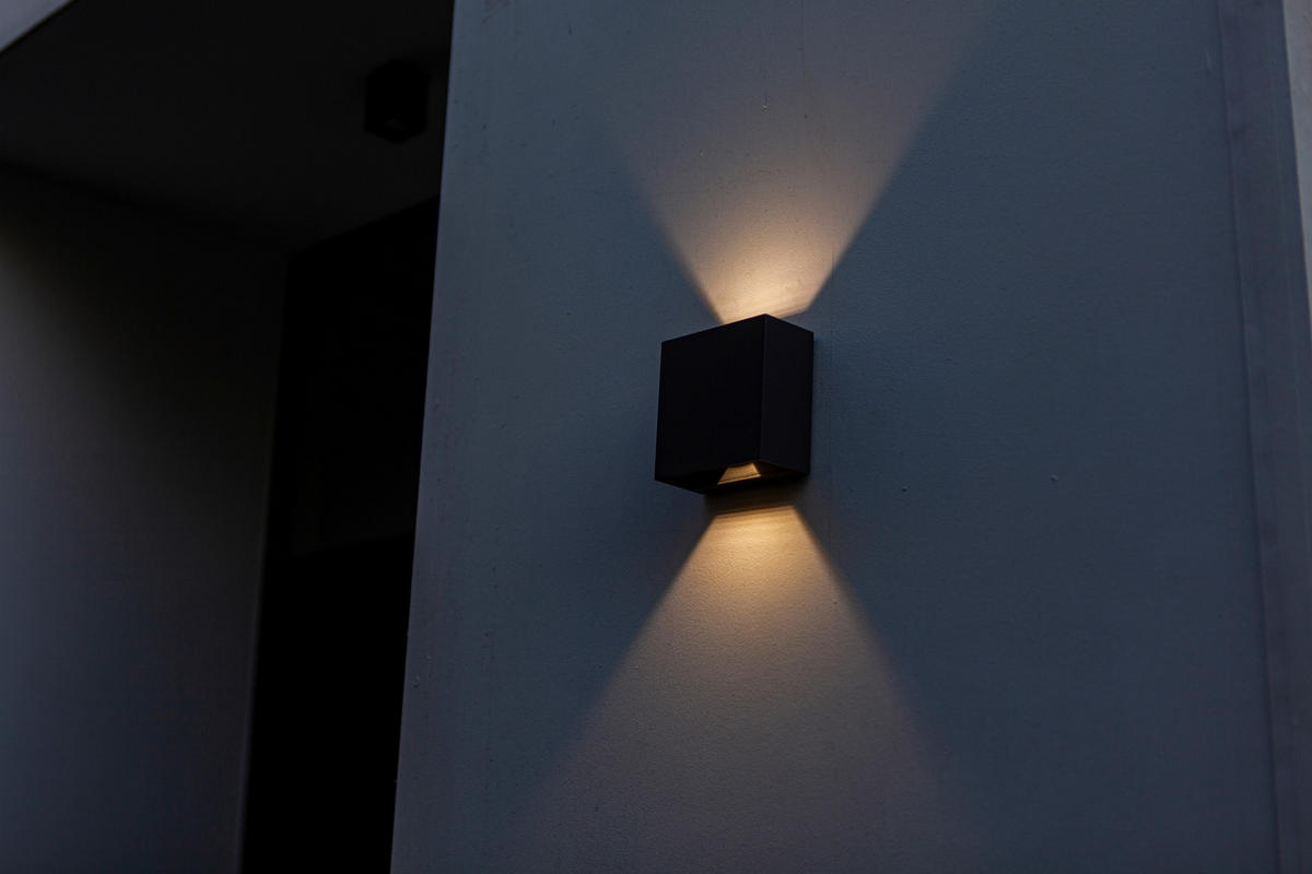 AUßENWANDLEUCHTE Gemini Beams 11/11/6 cm   - Anthrazit, Basics, Metall (11/11/6cm)