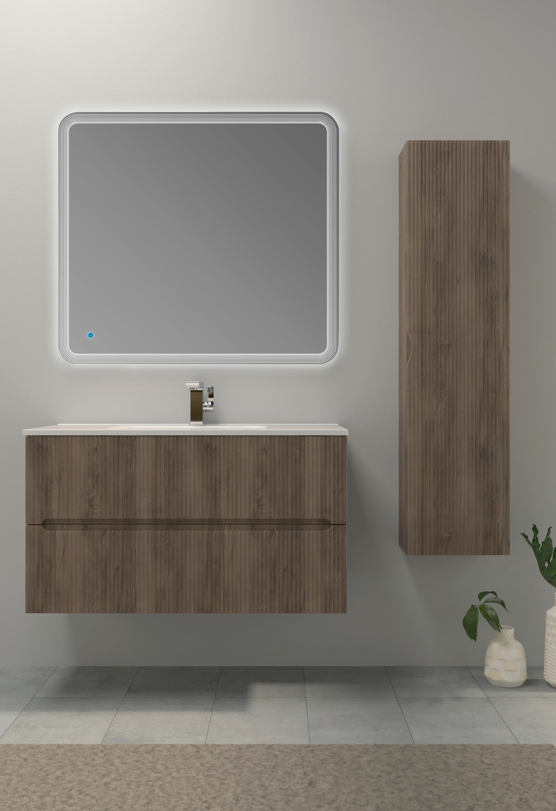 MOSDÓ ALSÓSZEKRÉNY 100/55/45,6 cm  - diószínű/fehér, Basics, műanyag/faalapú anyag (100/55/45,6cm) - Welnova