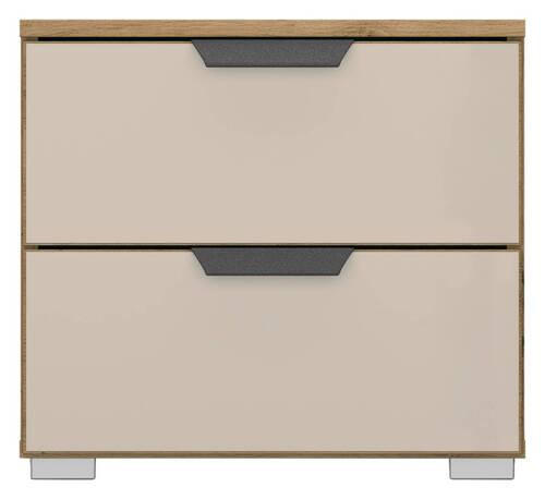 SÄNGBORD i champagne, ek Artisan  - aluminiumfärg/champagne, Modern, metall/trämaterial (47/43/42cm) - Rauch Möbel