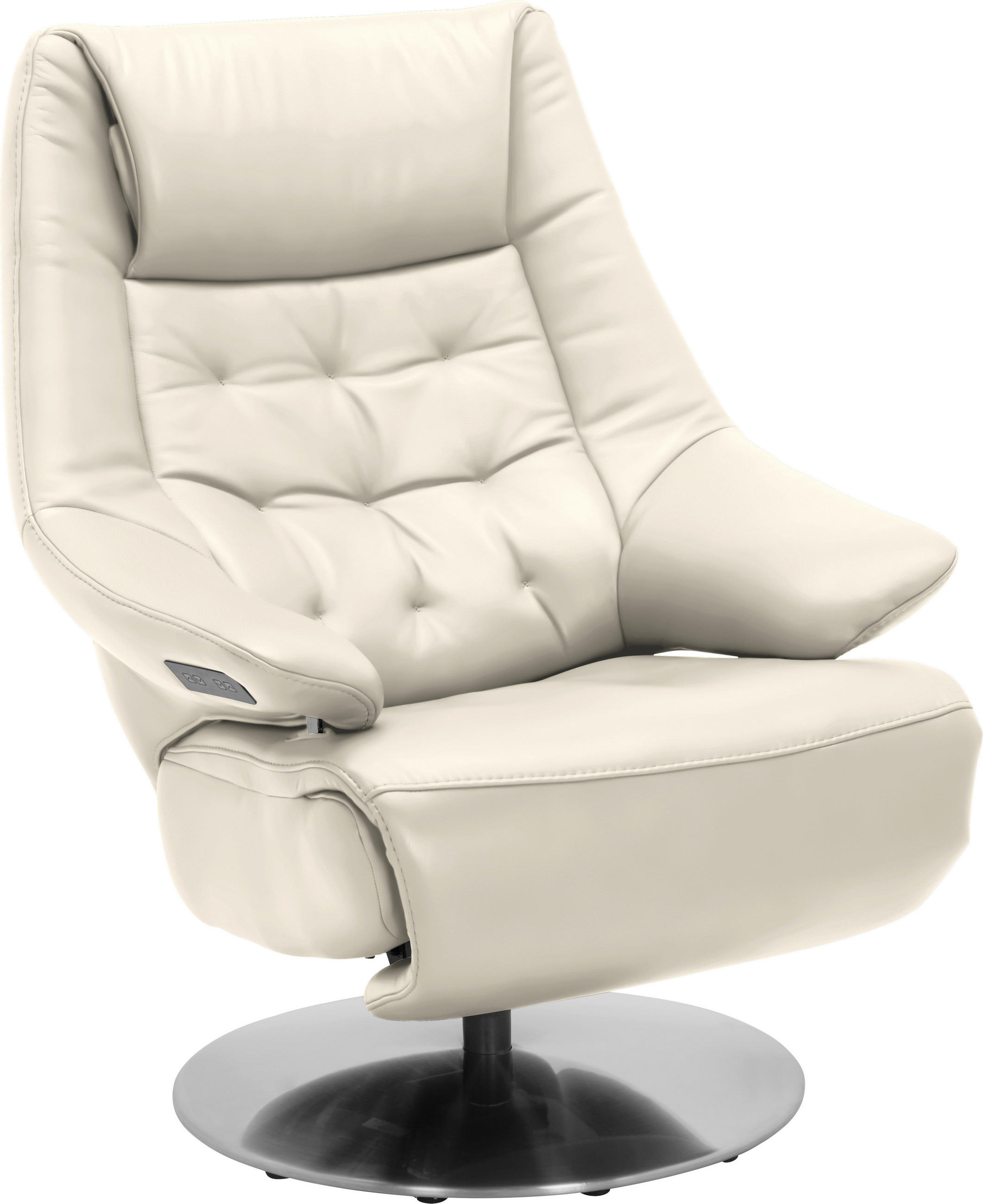 RELAXSESSEL in Leder Creme  - Creme/Alufarben, Design, Leder/Metall (84/111/91cm) - Valdera