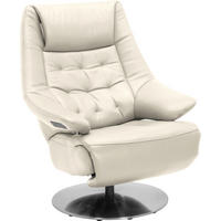 RELAXSESSEL in Leder Creme  - Creme/Alufarben, Design, Leder/Metall (84/111/91cm) - Valdera