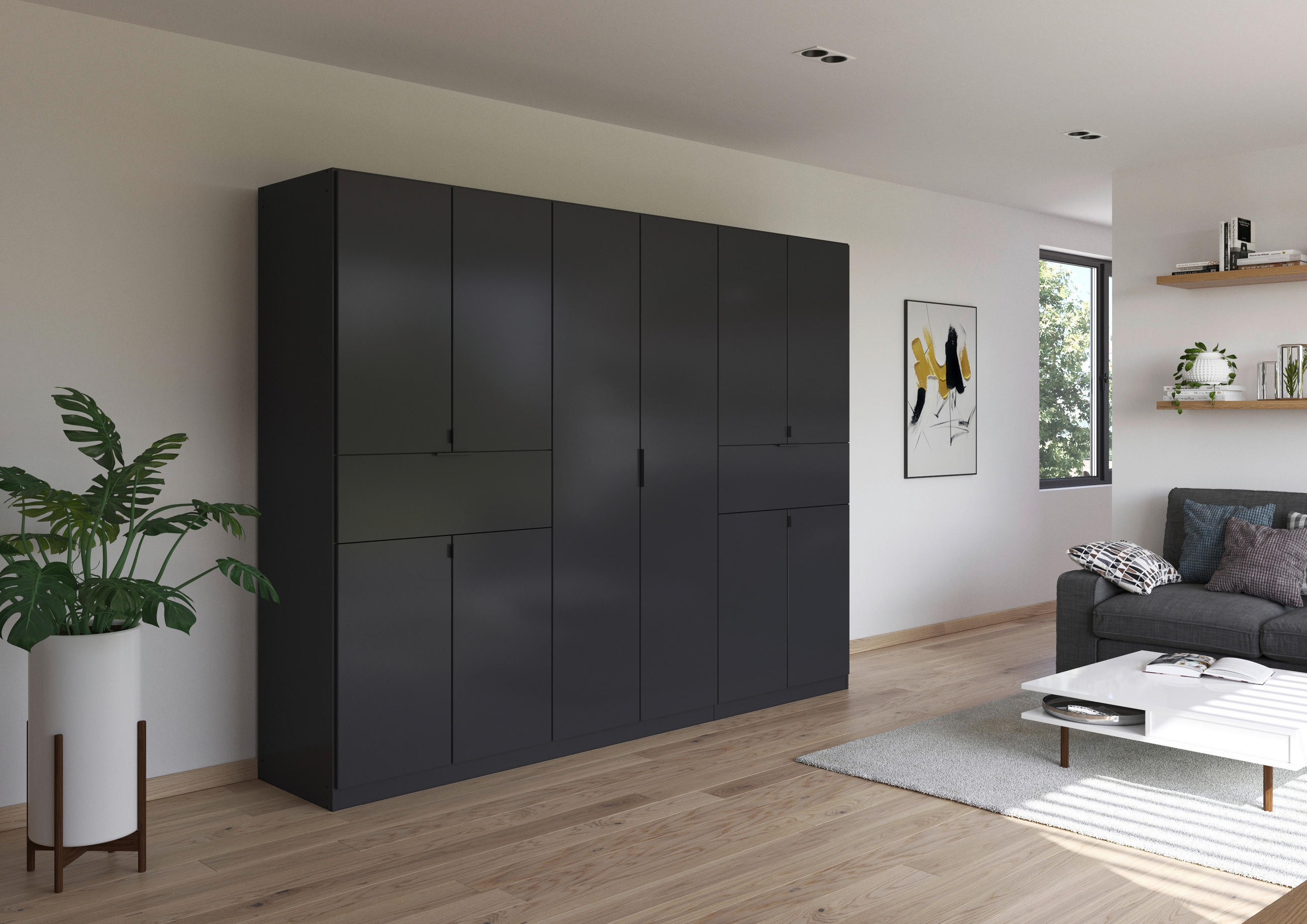 DREHTÜRENSCHRANK in Grau  - Grau, Modern, Holzwerkstoff/Metall (271/210/54cm) - Rauch Möbel