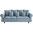 BIGSOFA in Samt Hellblau  - Schwarz/Hellblau, Design, Holz/Textil (248/96/95cm) - Carryhome