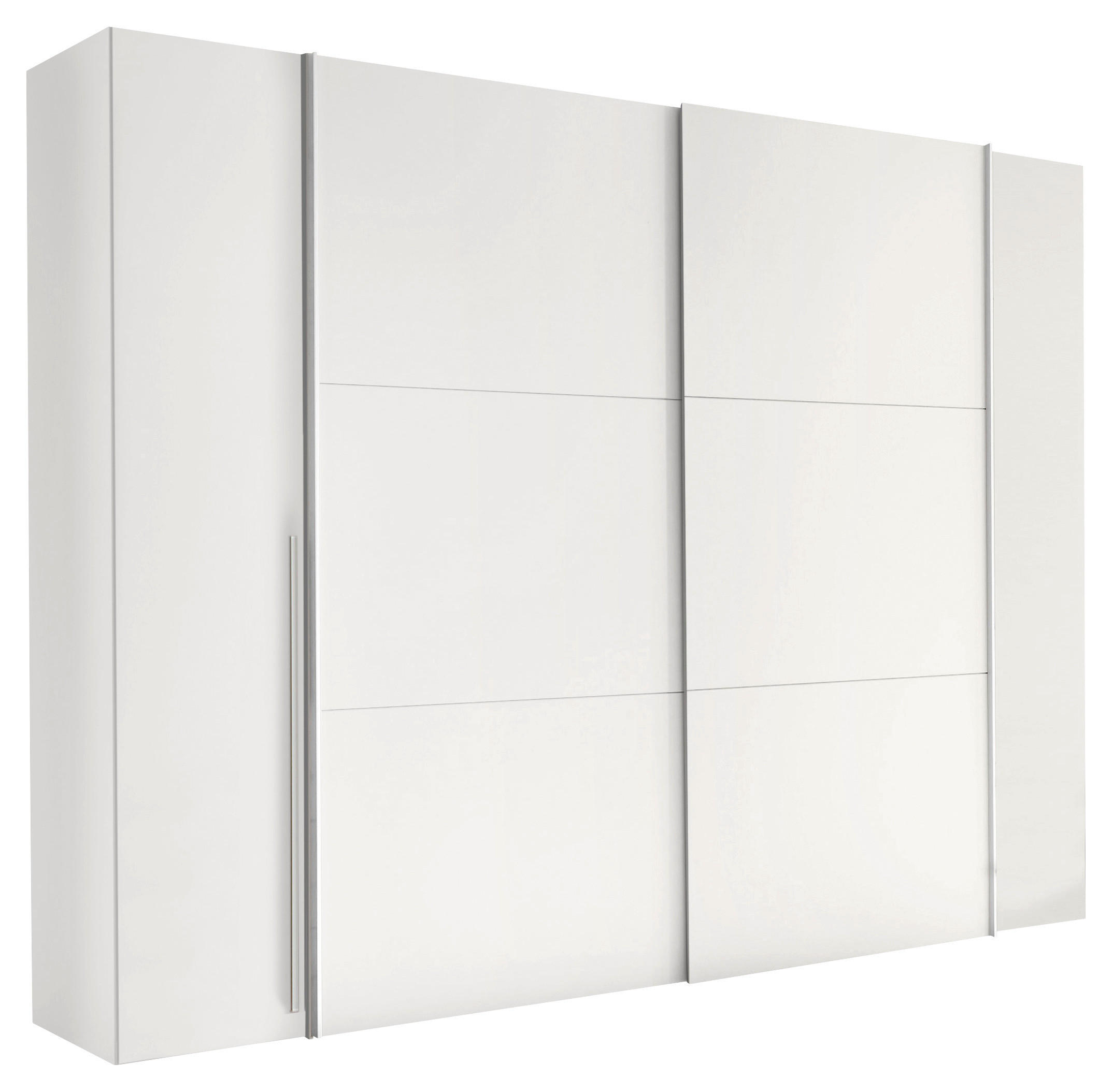 KLEIDERSCHRANK 267/205/57 cm,  in Weiß, 4 Tür(en)  - Alufarben/Weiß, KONVENTIONELL, Holzwerkstoff/Kunststoff (267/205/57cm) - Boxxx