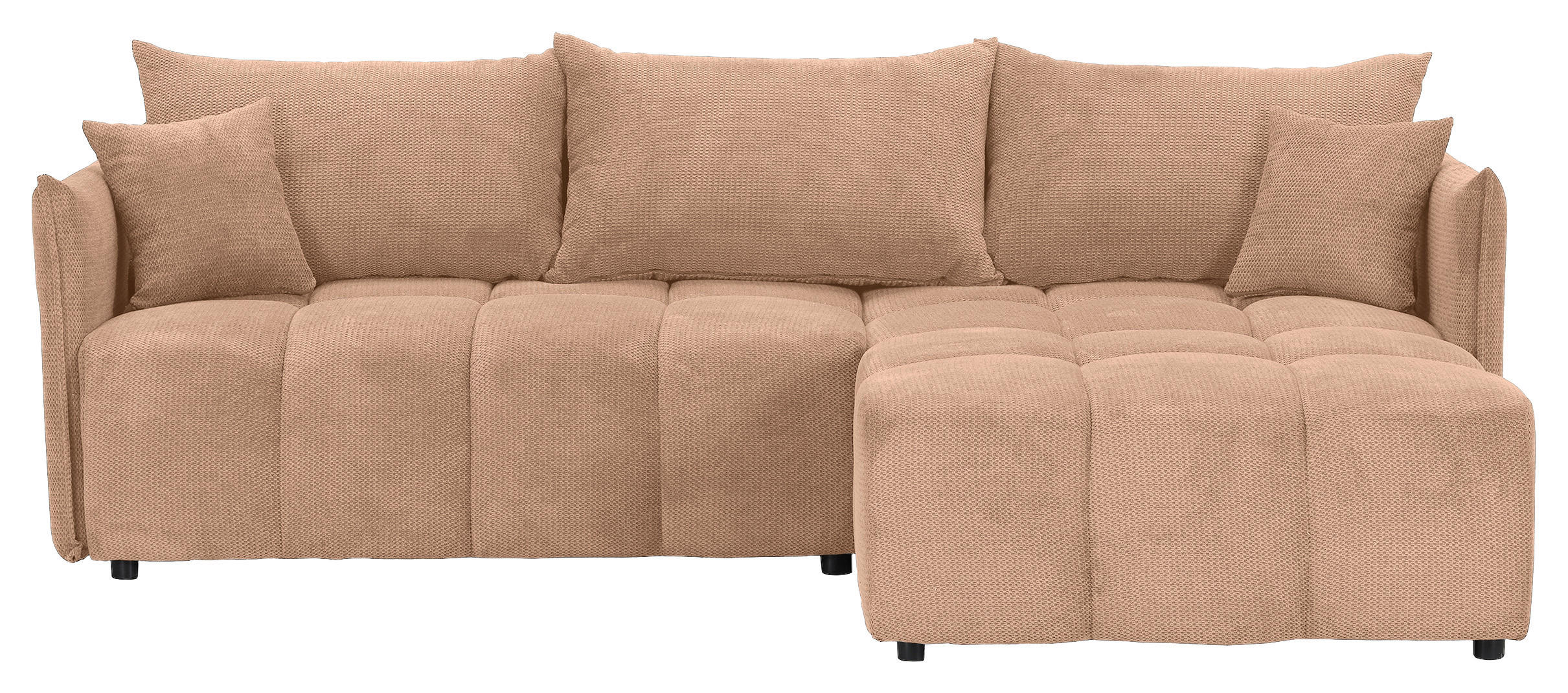 ECKSOFA Rosa Plüsch Zierkissen, Rückenkissen, Bettkasten, Schlaffunktion, Rücken echt, Liegefläche im Originalstoff  - Schwarz/Rosa, KONVENTIONELL, Kunststoff/Textil (253/192cm) - Carryhome