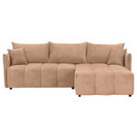 ECKSOFA Rosa Plüsch Zierkissen, Rückenkissen, Bettkasten, Schlaffunktion, Rücken echt, Liegefläche im Originalstoff  - Schwarz/Rosa, KONVENTIONELL, Kunststoff/Textil (253/192cm) - Carryhome