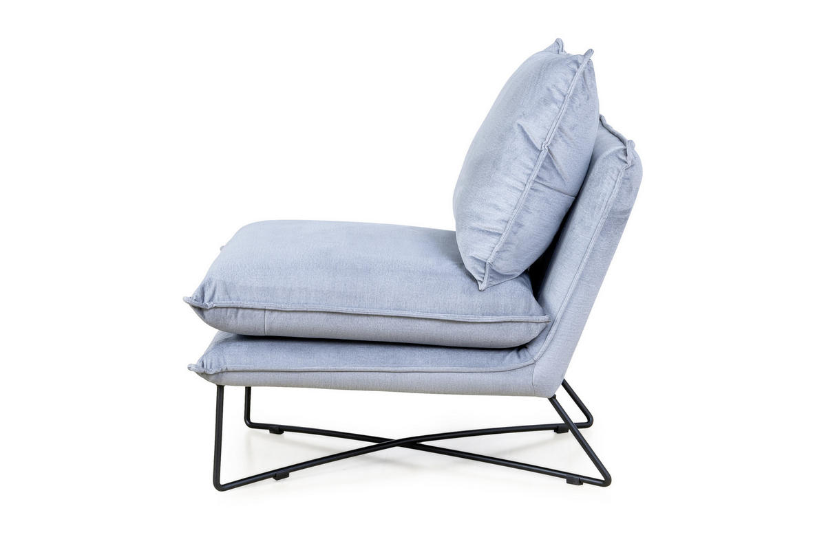 SESSEL in Velours Grau  - Schwarz/Grau, Design, Textil/Metall (72/84/90cm) - Hom`in