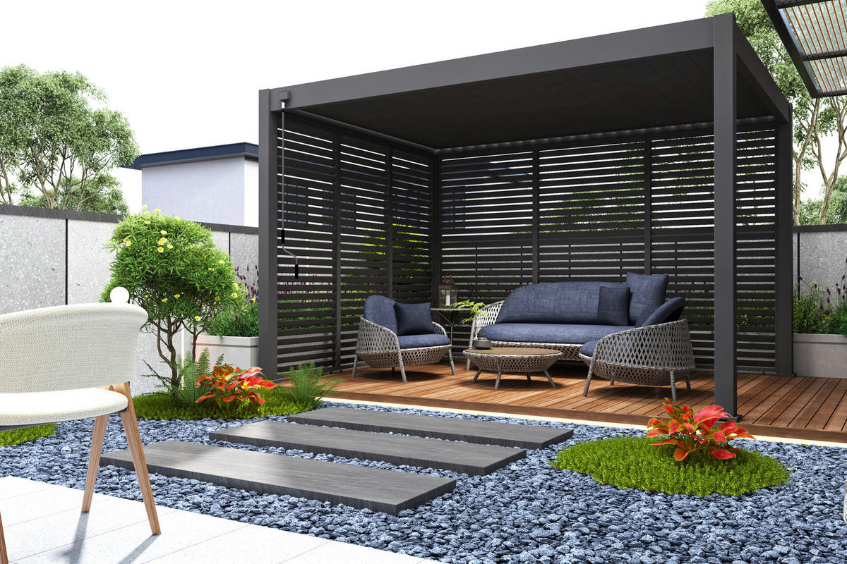 PERGOLA-SEITENTEIL 123/235/10 cm   - Anthrazit, Basics, Metall (123/235/10cm) - Gardenson