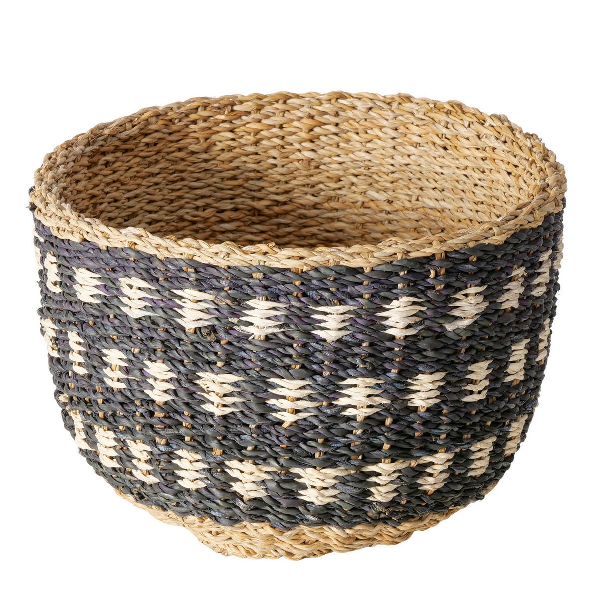 KOŠ přírodní barvy, černá - černá/přírodní barvy, Basics, přírodní materiály (34/34/25cm)