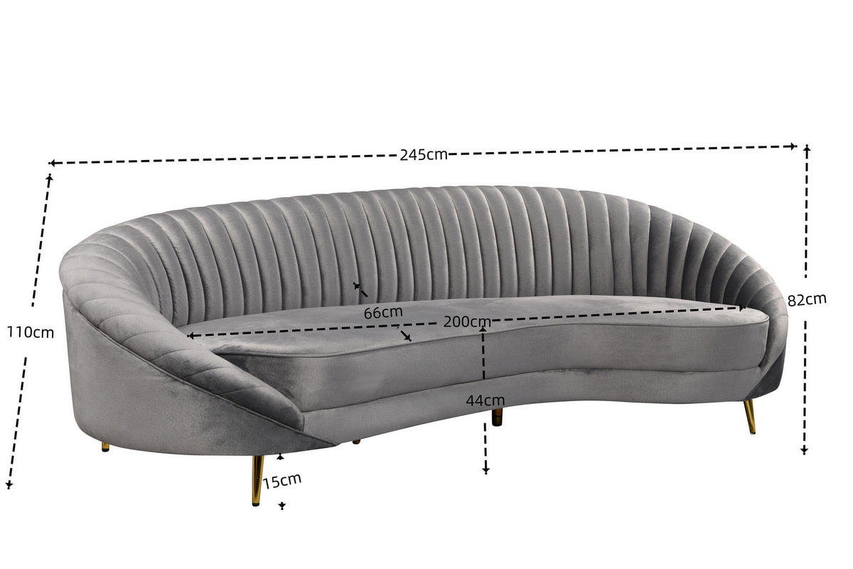 3-SITZER-SOFA ELARA Samt Bordeaux  - Bordeaux/Goldfarben, Design, Textil/Metall (246/81/111cm) - MID.YOU
