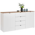 SIDEBOARD Weiß, Eiche Artisan 180/91/44 cm - Schwarz/Eiche Artisan, MODERN, Holzwerkstoff/Kunststoff (180/91/44cm) - Hom`in