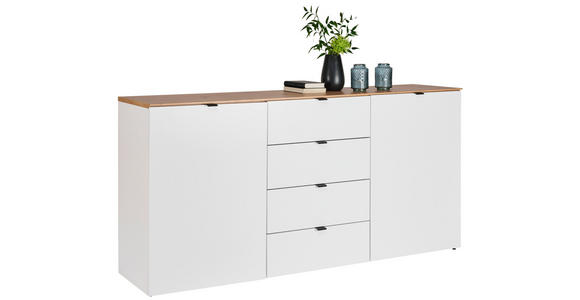 SIDEBOARD Weiß, Eiche Artisan 180/91/44 cm - Schwarz/Eiche Artisan, MODERN, Holzwerkstoff/Kunststoff (180/91/44cm) - Hom`in