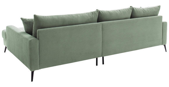 ECKSOFA  in Cord Pastellgrün  280/173 cm  - Pastellgrün/Schwarz, KONVENTIONELL, Textil/Metall (280/173cm) - Hom`in
