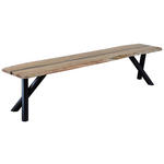 SITZBANK Schwarz, Akaziefarben Akazie vollmassiv  - Schwarz/Akaziefarben, LIFESTYLE, Holz/Metall (200/40/45cm) - Landscape