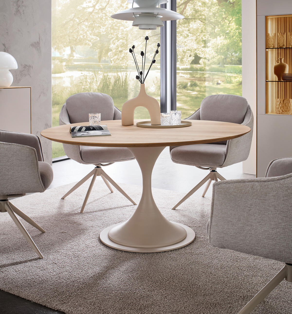 ESSTISCH 120/120/75,5 cm Echtholz  Holz, Metall rund Wildeiche, Perlmutt  - Wildeiche/Perlmutt, Design, Holz/Metall (120/120/75,5cm) - Valdera