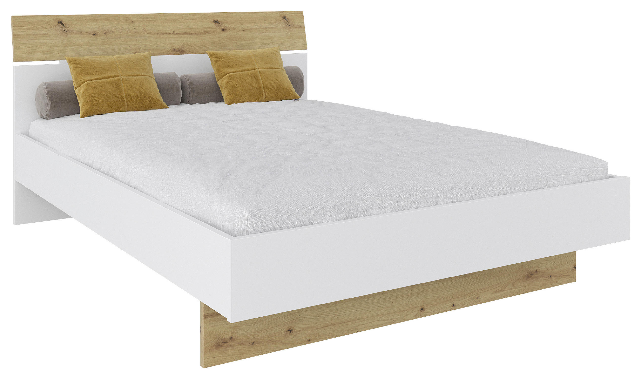 BETT 140/200 cm  in Weiß, Eiche Artisan  - Weiß/Eiche Artisan, KONVENTIONELL, Holzwerkstoff (140/200cm) - Hom`in