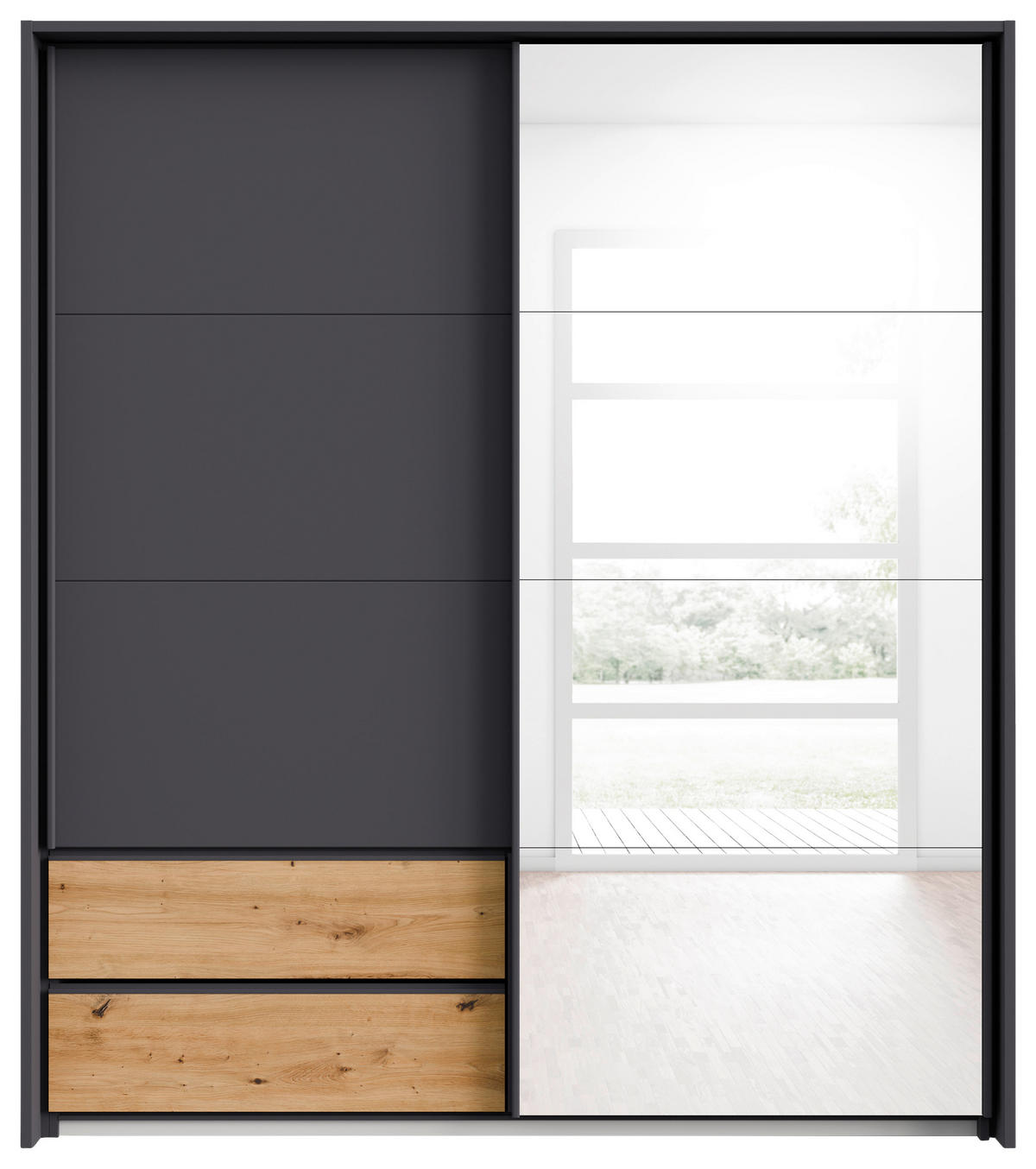 SCHWEBETÜRENSCHRANK 181/210/62 cm 2-türig Grau, Eiche Artisan  - Eiche Artisan/Grau, MODERN, Holzwerkstoff/Kunststoff (181/210/62cm)