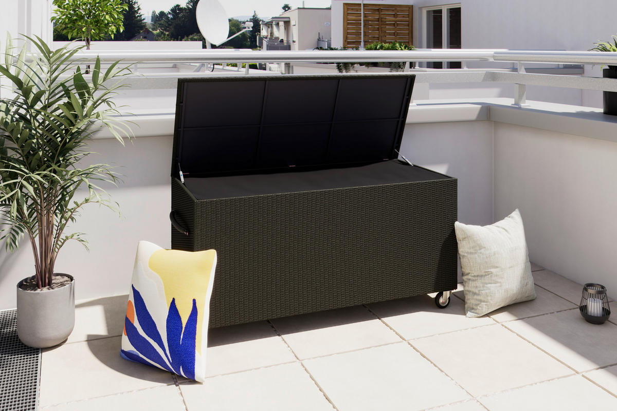  KISSENBOX 124/65/58 cm Metall, Kunststoff, Textil Grau  - Grau, Design, Kunststoff/Textil (124/65/58cm) - Ambia Garden