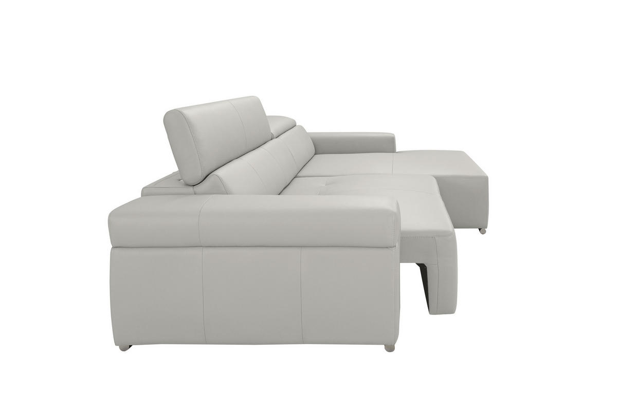 Ecksofa inkl. Funktion DUA Beige Echtleder  - Chromfarben/Beige, Design, Leder/Metall (293/170cm) - Novel