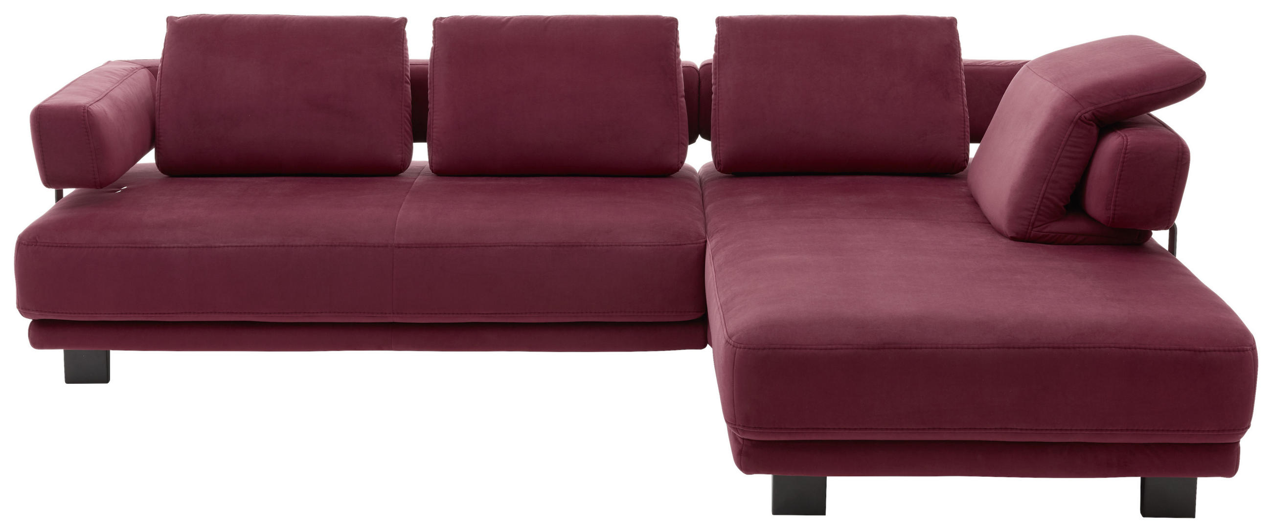 ECKSOFA Beere Chenille - Beere/Schwarz, Natur, Textil/Metall (297/214cm) - Valdera