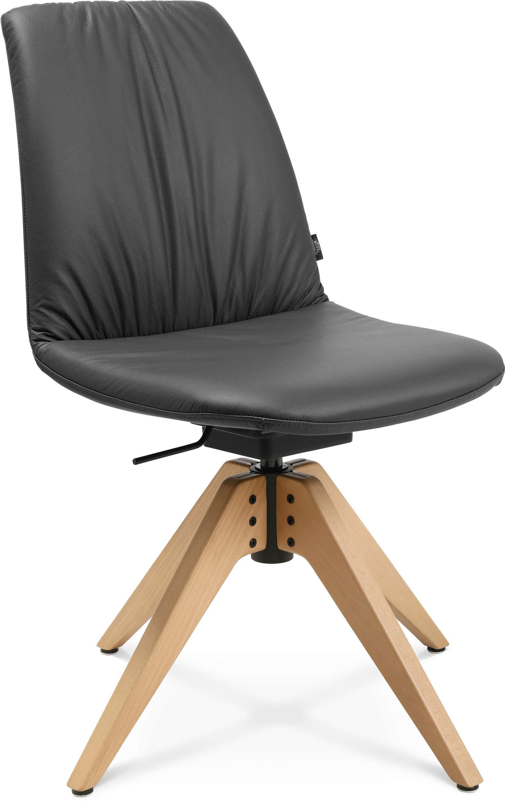 STUHL  in Echtleder pigmentiert Holz, Leder  - Eichefarben/Anthrazit, Design, Leder/Holz (46/82,5-85,25/55cm) - Johann Jakob
